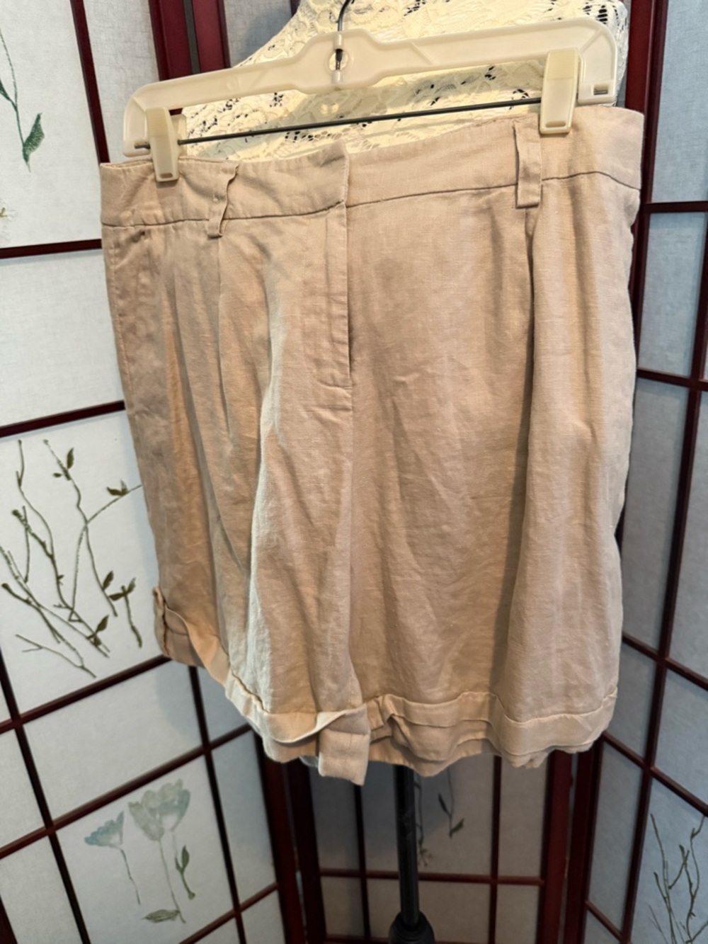 FA Beige Linen Blend Women's Shorts